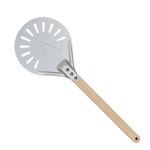 <span class=keywords><strong>Pelle</strong></span> à pizza perforée en <span class=keywords><strong>aluminium</strong></span> anodisé léger, personnalisable, détachable, avec manche en bois – Vente en gros - Product Image 1
