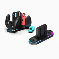 Station de charge RGB multifonctionnelle 10-en-1 pour manettes de jeu Switch 2 et pièces de rechange pour manette Pro