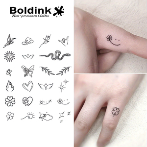 <span class=keywords><strong>Tatuaje</strong></span> Semipermanente Personalizado, Diseño Estético con Trébol Pequeño, <span class=keywords><strong>Cara</strong></span> <span class=keywords><strong>Sonriente</strong></span>, Serpiente, Mariposa, Sexy, para Dedo o Mano, Resistente al Agua - Product Image 1