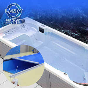 ผ้าคลุมสระว่ายน้ำอัจฉริยะ Landy Smart Track วัสดุ PVC พร้อมระบบทำความร้อนอัตโนมัติ สำหรับสระน้ำเป่าลม ขนาดสั่งทำได้ สีฟ้า สะดวกสบาย - Product Image 1