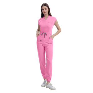 Phụ nữ và nam giới làm mát shortsleeves Twill yếm phẫu thuật Jumpsuit bảo hộ lao động một mảnh căng điều dưỡng chà thiết lập với dây rút - Product Image 6