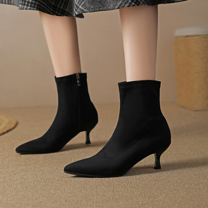 定制加大码踝靴女拉链高跟鞋女休闲女鞋女扣短靴 - Product Image 2