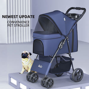 (जहाज के लिए तैयार) बिल्ली और कुत्ते के आउटडोर चलने के लिए एक हाथ आसान फोल्ड ट्रॉली का निर्माण - Product Image 2