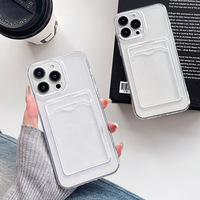Étui de téléphone transparent en TPU pour iPhone Xs Max 11 12 13 14 15 16 17 18 Pro Max avec fente pour carte