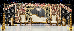 Elegant Wedding Reception Stage Wholesale White Arched Backdrop Frames Modern Geometric Laser Cut Wedding Backdrop <b>Screen</b> <b>Panels</b> - Product Image 5