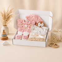 KAIYUE Nouveau Coffret Cadeau Bébé Personnalisé pour Nouveau-né, comprenant Barboteuse à Œillets, Bonnet, Bavoir Floral, Couverture d'emmaillotage et Chaussons Multicolores