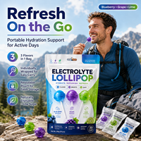 OLLI 3 Geschmacksrichtungen Elektrolyt-Lollipops Blaubeere-Traube-Limetten-Mix Zuckerarm Natrium Kalium Magnesium Hydrations-Bonbons