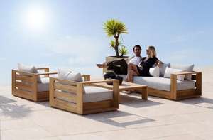 2020 Foshan การออกแบบที่หรูหราไม้สักของแข็งผู้ผลิตกลางแจ้งสวนโซฟาโซฟา - Product Image 2