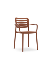 Chaise de salle à manger d'extérieur moderne en polypropylène blanc avec accoudoirs réglables en hauteur pour la maison, l'appartement ou l'hôtel