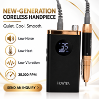 HOWYEA Machine à ongles électrique sans fil professionnelle 35000 tr/min, puissante, compacte et légère pour un transport facile