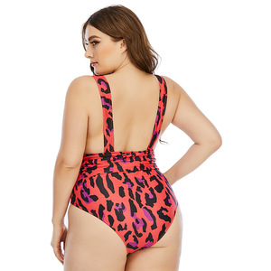 Prodotti di tendenza 2023 nuovi arrivi donna Plus Size costume da bagno rosso leopardo stampa Bikini donna XXXL costumi da bagno un pezzo - Product Image 2