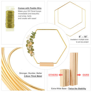 Aros Metálicos Hexagonales Hechos a Mano de 8/10/12/14/16/18/20/22/24 Pulgadas para Centros de Mesa de Boda y Manualidades - Product Image 3