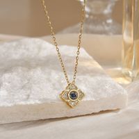 Collier Projection Trèfle à Quatre Feuilles Porte-Bonheur en Argent, Pendentif Zircon Pavé, Photo Cachée, Cadeau Délicat pour Femme