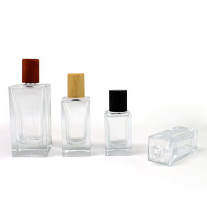 Flacon de parfum carré en verre transparent avec capuchon noir, flacon de parfum vide à vaporiser, flacon cosmétique multi-tailles pour distribution - Product Image 3