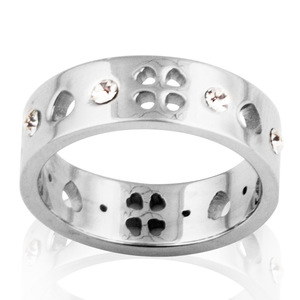 Anillo de Acero Inoxidable de 6MM con Corazón Hueco y Diamantes, Joyería de Compromiso Unisex - Product Image 5