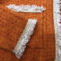 Hochwertiger Burnt-Orange Strickcardigan im Tweed-Stil mit Strukturierter Oberfläche, Fransenbesatz, Rundhalsausschnitt, Offener Front, Kurzer Schnitt und Langen Ärmeln