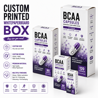 Boîte d'emballage en carton pour compléments alimentaires, pour capsules de BCAA, boîte en carton SBS 350 g/m², impression lithographique