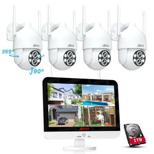 Anran 6mp Hd 10x Zoom 8ch Nvr Met Scherm Schijnwerper Nachtzicht Dubbele Lens Ptz Cctv Kit Draadloze Beveiligingscamera