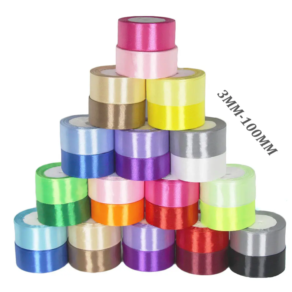 L.o.r — ruban en Satin Polyester de couleur unie, 3mm-196mm de largeur, 100 couleurs