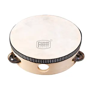 Color Box Customized Single Drum Percussion Cheap Gifts Colorful Kids Music Instruments Wooden Toys With Mini Tambourine Child