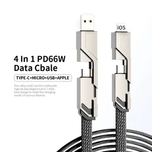 Popular TPE High Flexibility Wire Core 66W 4 In 1 Usb Type C Fast Charging Cable For Smart Phones