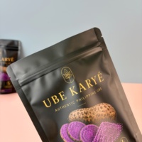 Sachets en plastique de qualité alimentaire personnalisés avec logo imprimé, finition mate, 50g 100g, pour poudre d'UBE, farine d'igname, flocons de manioc, OPP/VMPET/PE