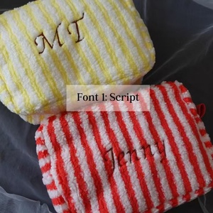 Soft Sherpa Stripe Cosmetic Bag Portable Travel <b>Toiletry</b> Bag for Women Light Weight Makeup Bag - Product Image 2