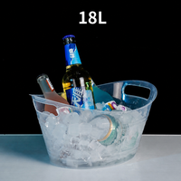 Seau à glace réutilisable de 18 L, résistant aux chocs, en acrylique transparent, pour vin, bière, champagne, refroidisseur de canettes de bière