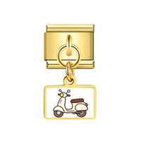 Bracelet modulaire en acier inoxydable avec pendentif pédale couleur macaron et motif âne électrique, accessoire DIY personnalisé
