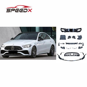 Para <span class=keywords><strong>Mercedes</strong></span> W206 Clase <span class=keywords><strong>C</strong></span> Upgrade C43 AMG BodyKit Parachoques trasero delantero Parrilla de labio delantero Spoiler Tubo de escape Kits de parachoques - Product Image 1