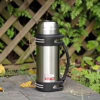 Bouteille isotherme de voyage en acier inoxydable à double paroi, grande capacité 2000 ml (2 L), avec poignée, pour garder au chaud