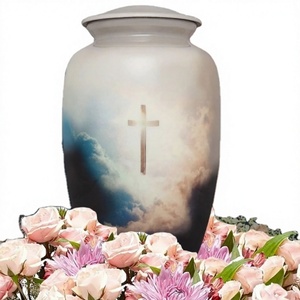 โกศบรรจุอัฐิสำหรับผู้ใหญ่ LU Cross in Sky สไตล์อเมริกัน สีขาว ทำจากโลหะอะลูมิเนียม ความจุ 200 คิวบิกอินช์ - Product Image 1