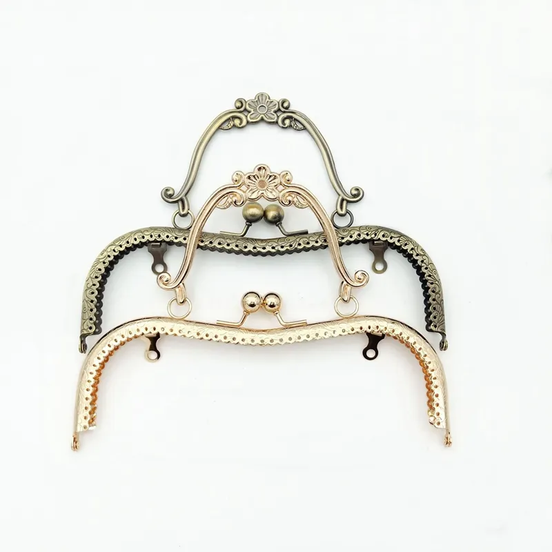 20.5cm embossed M-shaped plum blossom bracelet mouth gold for bag purse frame