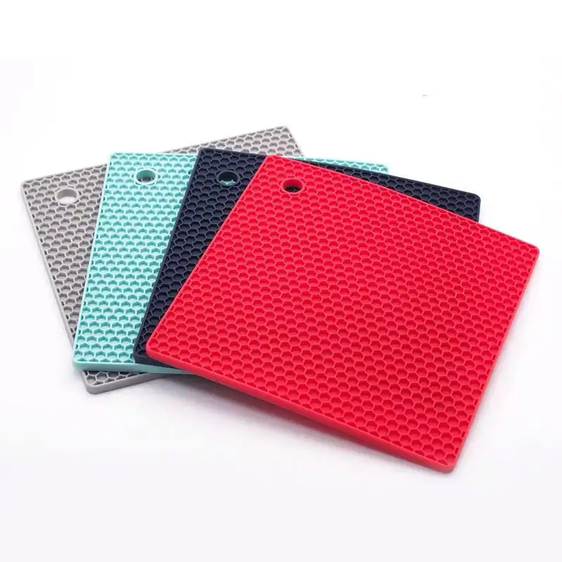 Square Heat Resistant Silicone Food Dining Table Mat Pot Holder Hot Pot Mat Pad Coaster Silicone Trivet Mat