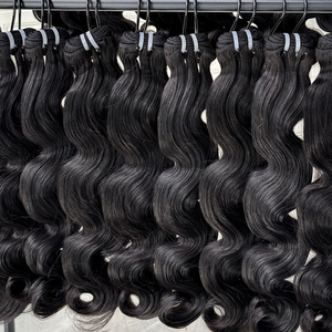 Wavy <b>Body</b> <b>Wave</b> Human Hair Bundles Natural Black Soft Hair Double Weft Thick Full Hair Extensions For Professional Salon Use - Product Image 2