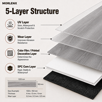 Plancher en vinyle SPC MORLENX gris argenté clair, résistant aux rayures, imperméable, système de clic, pour les intérieurs commerciaux