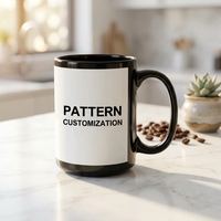 Mug à sublimation noir de 15 oz avec zone d'impression - Base élégante surdimensionnée pour les cadeaux de témoin et pour hommes