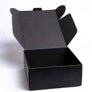 カスタム包装黒折りたたみ段ボール紙配送ボックス衣類靴メーラーボックスロゴ付き衣類包装
