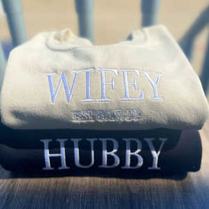 Customized <strong>Wifey</strong> Hubby Pullover <strong>Sweatshirts</strong> Personalized Knitted Autumn Sequined 3D Decoration Perfect Honeymoon Gift Winter - Product Image 3