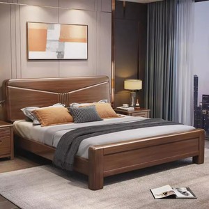 Fábrica de Muebles de China, Cama Moderna de Madera de Nogal, Camas Dobles de Madera, Cama King Size, Cama Doble para Dormitorio Q2 - Product Image 5