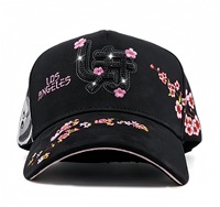 Casquettes de baseball 5 panneaux sportives en tissu Dobby Terry personnalisées OEM avec embellissements en strass - Collection Anniversaire Noire Casquette Beard Hat CT Hat