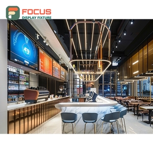 Mostrador de Servicio de Café de Lujo, Zona de Pago, Estante para Pastelería, Mostrador de Café de Roble Natural - Product Image 6