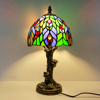 Lampe de table industrielle de Style Tiffany nouvelle veilleuse créative Rose oiseau Protection des yeux verre pour chambre salon étude cadeau
