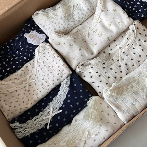 Brandy BM cotone 100% <span class=keywords><strong>bambina</strong></span> in pizzo canotta con fiocco stampa elastica floreale gilet da donna gilet alla moda pigiama da donna - Product Image 6