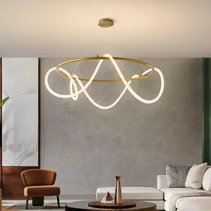 Lámpara LED colgante de 360 grados, candelabro de anillo para vestíbulo de hotel y cocina