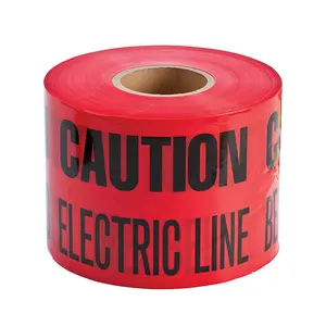 Red Durable Construction Underground Cable Wire Buried continuous marking Caution tape Electrical Line Below warning tapes