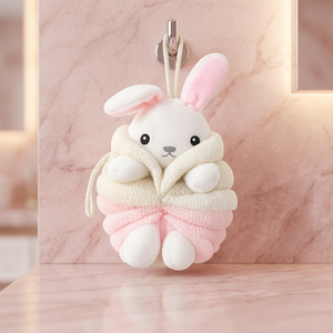 Éponge de bain en forme de lapin mignon en PE, pouf de douche en peluche, boule de bain exfoliante pour adultes, design simple - Product Image 5