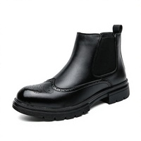 Bottes Chelsea Homme à Enfiler Style Brogue, Imperméables, pour Fêtes et Bureau, Tige en PU de Haute Qualité, Qualité Supérieure, Faible MOQ