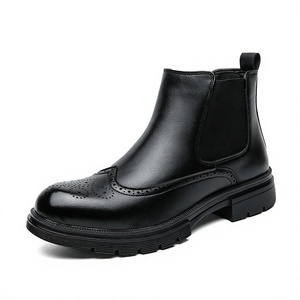 <b>Men's</b> <b>Brogue</b> Ankle <b>Boots</b> Slip-On Chelsea Style Autumn Water Resistant Party Office High Quality PU Upper Premium Quality Low MOQ - Product Image 4