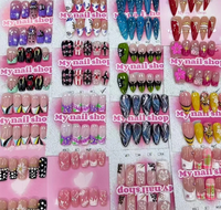 Offre Spéciale : 10 faux ongles en acrylique faits main, réutilisables, style cercueil, avec motif papillon, à presser pour les doigts